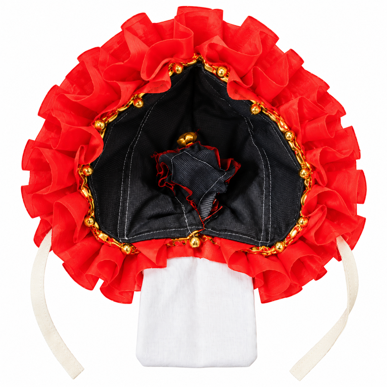 Topra | Ornate Burgundy and Orange Ruffled Trim  | Gawakadcha