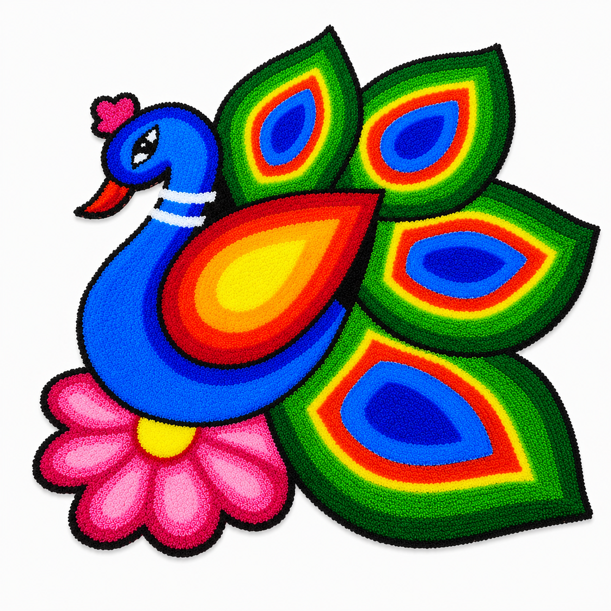 Mayur Pankh Far Rangoli Online | Handmade Woolen Peacock Rangoli | Gawakadcha