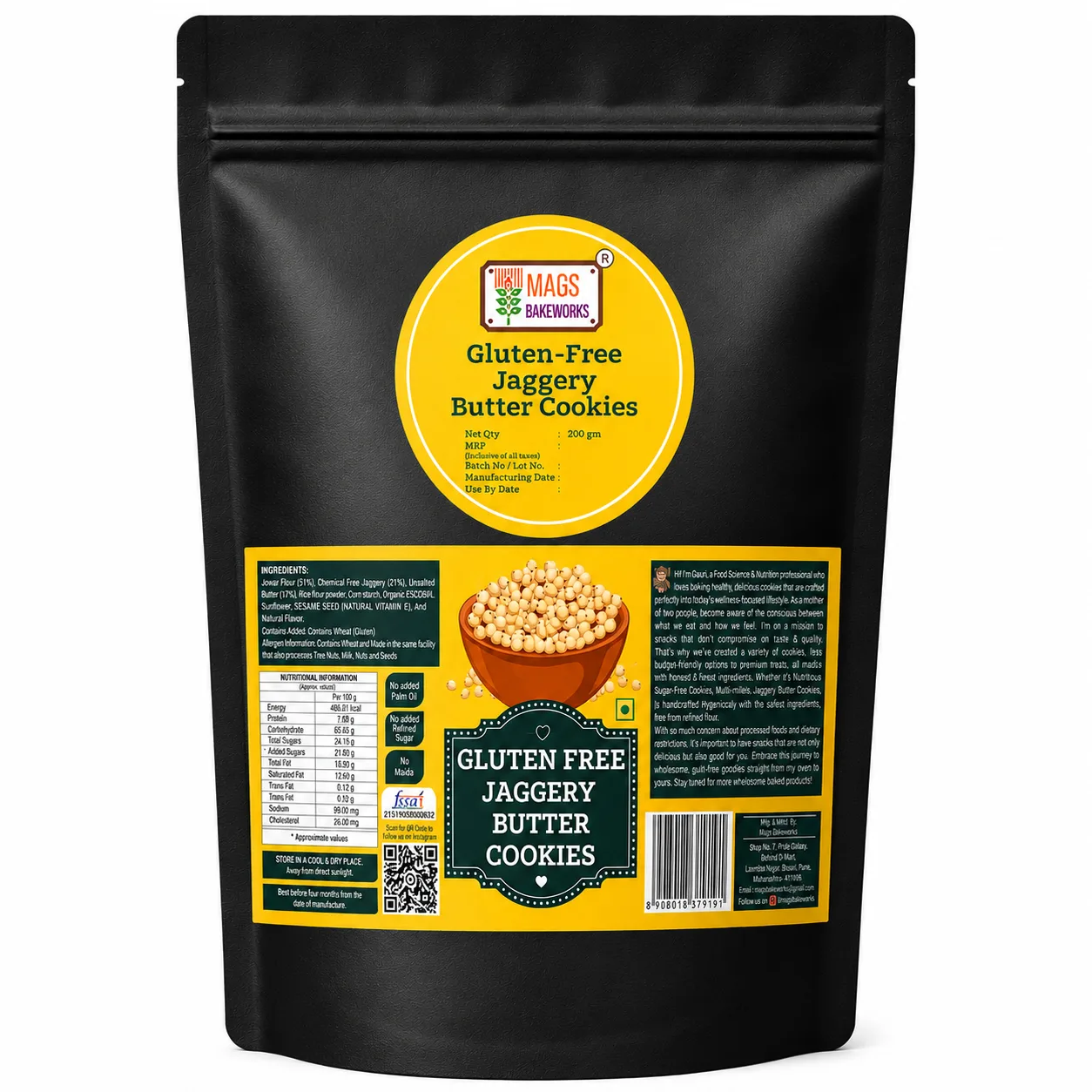 Gluten-Free Jaggery Butter Cookies | Healthy Cookies | MAGS Bakeworks | Gawakadcha