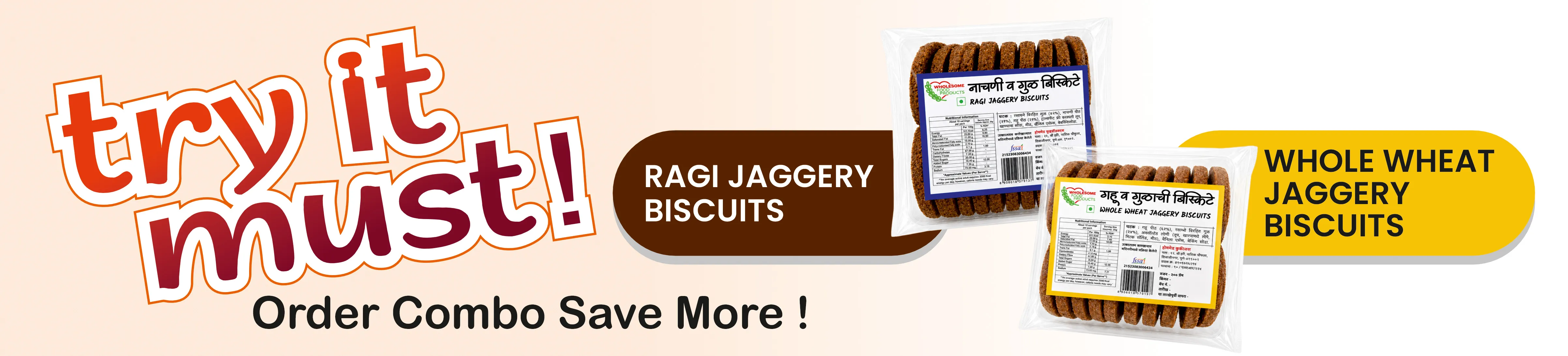 Ragi and Whole Wheat Jaggery Cookies Combo | Millet Cookies | Gawakadcha