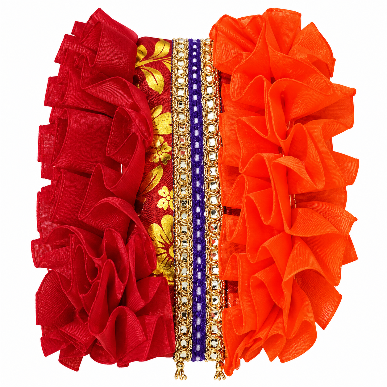 Topra | Ornate Burgundy and Orange Ruffled Trim  | Gawakadcha thumbnail 3